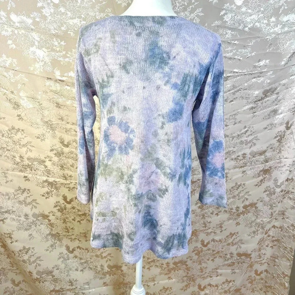 Nally & Millie Purple Floral Watercolor Knit Sweater Women's Size M - Picture 4 of 5